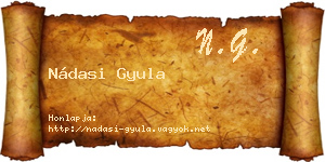 Nádasi Gyula névjegykártya